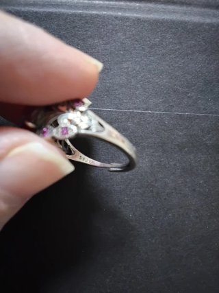 Anillo Plata 925 Rubí estilo vintage