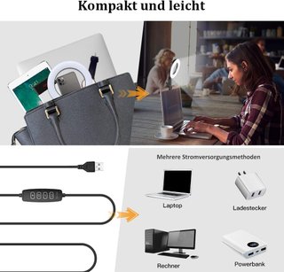 Anillo luz LED portátil clip trípode
