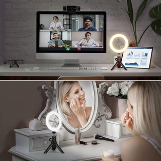 Anillo luz LED portátil clip trípode