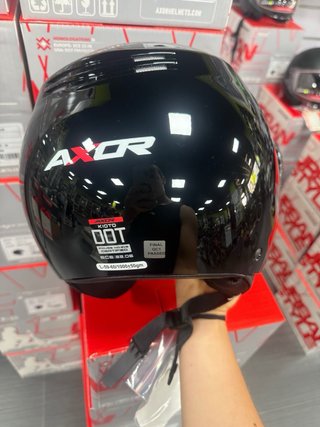 Casco Jet Axor Negro Brillo Nuevo