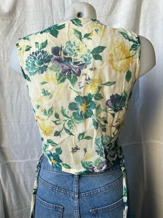 Top floreale incrociato chiffon vintage