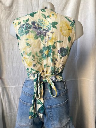 Top floreale incrociato chiffon vintage