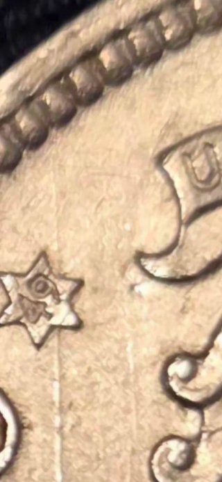 Moneda 5 Pesetas Franco 1949 marca incusa reverso.