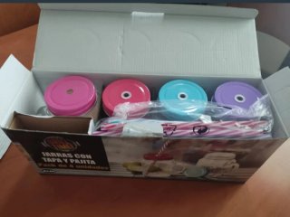 Jarras con tapa y pajita - Pack 4