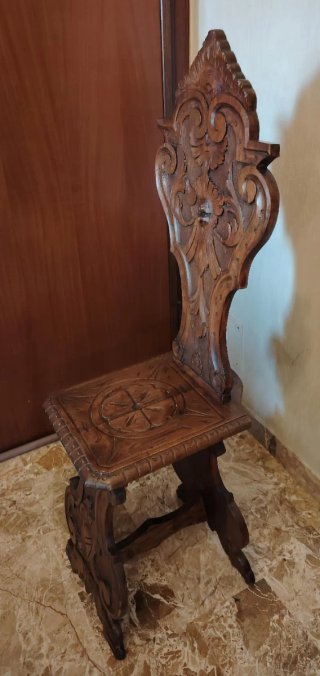 Set 4 Sedie Legno Intarsiato '900