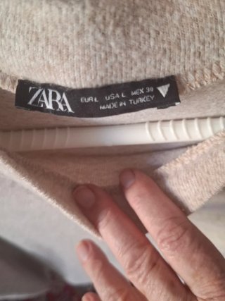 Jersey Zara Perlas Manga Abullonada Beige