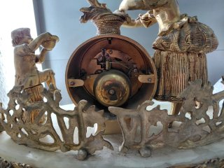 Reloj Antiguo Bronce y Mármol Cuerda