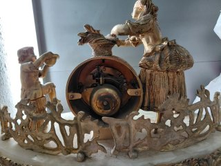 Reloj Antiguo Bronce y Mármol Cuerda