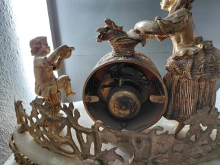 Reloj Antiguo Bronce y Mármol Cuerda
