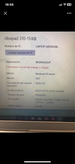 Ordenador portátil Lenovo Plata