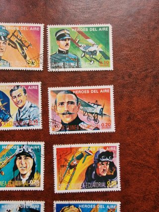 Serie francobolli vintage Eroi dell'Aria