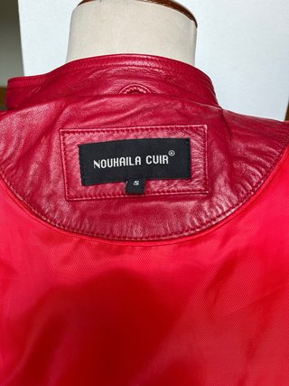 Cazadora Biker Cuero Roja Mujer