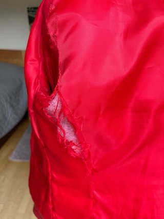 Cazadora Biker Cuero Roja Mujer
