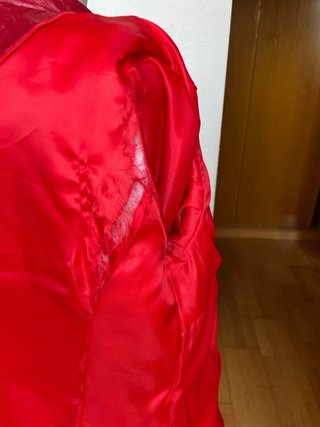 Cazadora Biker Cuero Roja Mujer