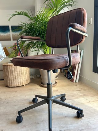 Silla Oficina Giratoria Cuero Marrón