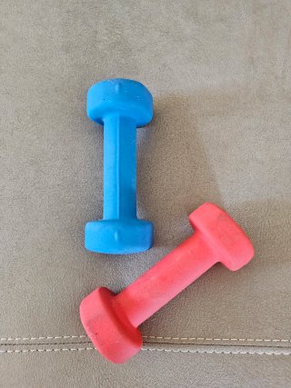 Juego de 2 pesas (azul y rojo)