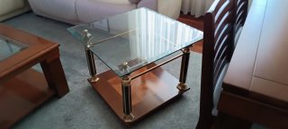 Mesa auxiliar cristal y metal