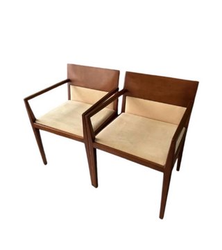 4 Sillas de Comedor Madera y Tela