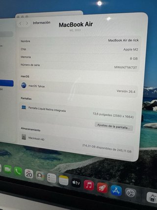 MacBook Air M2 256GB Plata