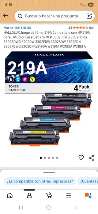 HALLOLUX Tóner 219A Compatible HP 4 Pack