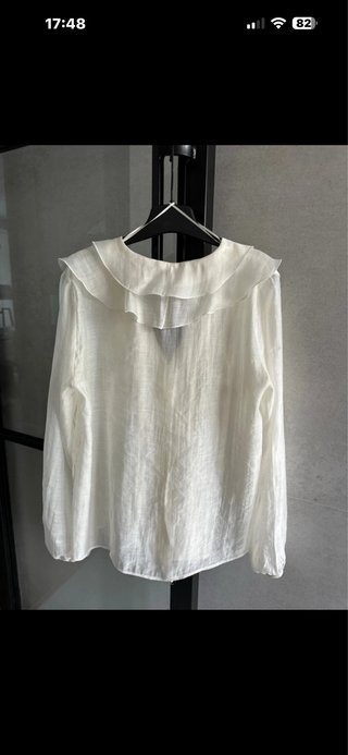 Blusa Zara volantes blanca