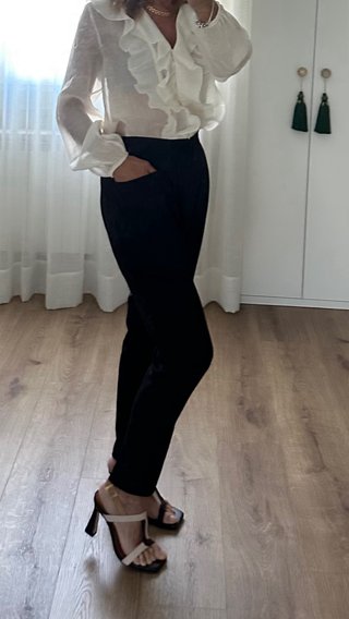 Blusa Zara volantes blanca