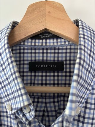 Camisa Cortefiel cuadros azul y marino XL