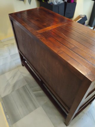 Cómoda 2 cajones madera teka maciza