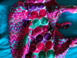 2 Bolsos: Rafia y Tela Multicolor
