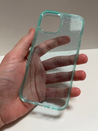 Cover iPhone 15 Azzurra Glitter