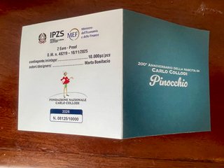 2 Euro Italia 2026 Pinocchio Carlo Collodi Proof