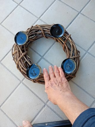 Centrotavola legno con portacandele metallo