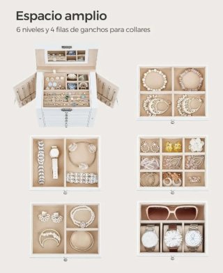 Caja de Joyas Joyero 6 Niveles SONGMICS JBC152W01
