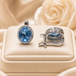 Orecchini in Topacio Blu in Argento 925 Donna