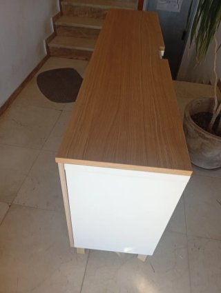 Mueble de salón madera y cristal