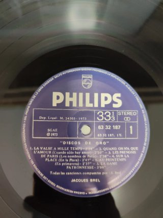 Vinilo Jacques Brel Disco de Oro Philips 33 RPM