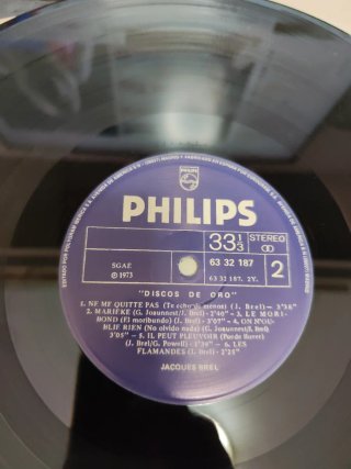 Vinilo Jacques Brel Disco de Oro Philips 33 RPM