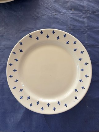 Platos de porcelana con flor de lis azul