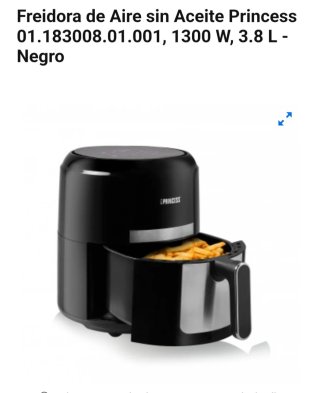 Freidora Aire Princess 1300W 3.8L Negra