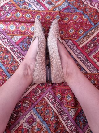 Bailarinas usadas Beige y Doradas
