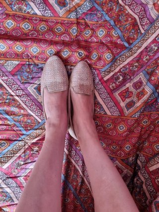 Bailarinas usadas Beige y Doradas