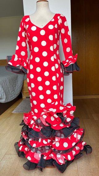 Traje Flamenca Lunares Volantes Talla