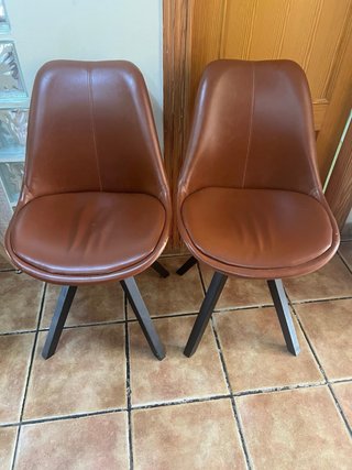 2 Sillas Comedor Piel Sintética Café