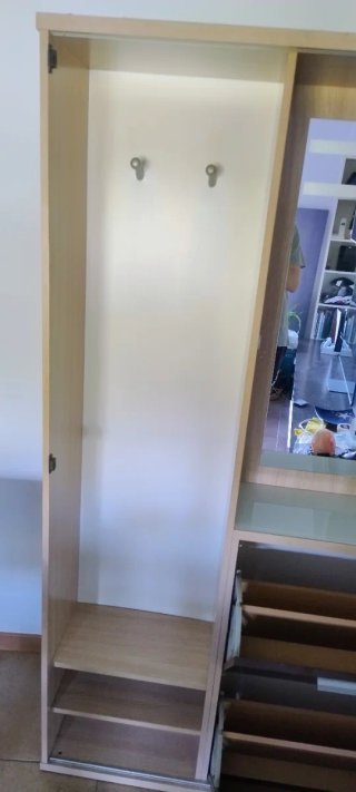 Mueble recibidor madera y cristal