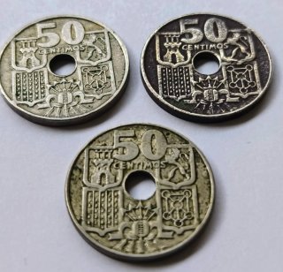 3 Monedas 50 Céntimos Franco