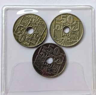 3 Monedas 50 Céntimos Franco