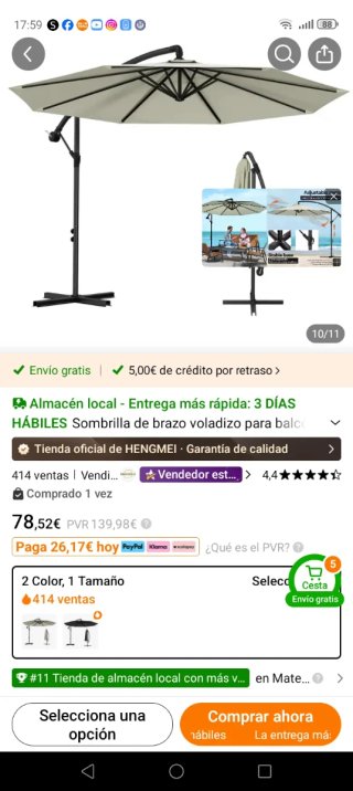 Sombrilla Voladizo Beige HENGMEI