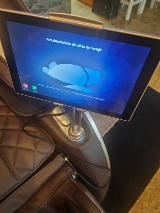 Sillón Masaje Cuero Marrón y Plata