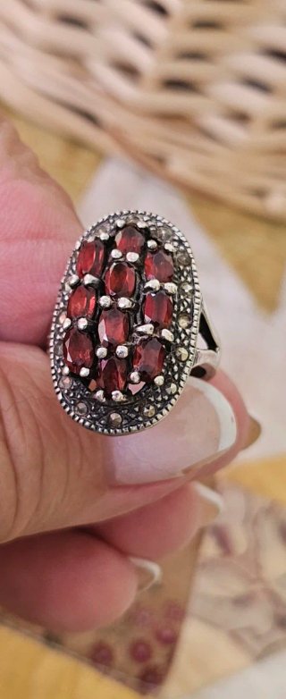 Anillo Plata y Granates Antiguo