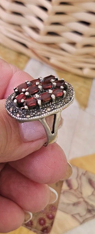 Anillo Plata y Granates Antiguo